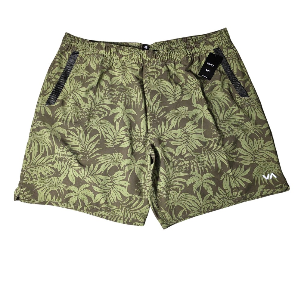 RVCA Kevin EW Hybrid Shorts 17" Mens XXL 2XL Dark Military Green Palm Print NWT